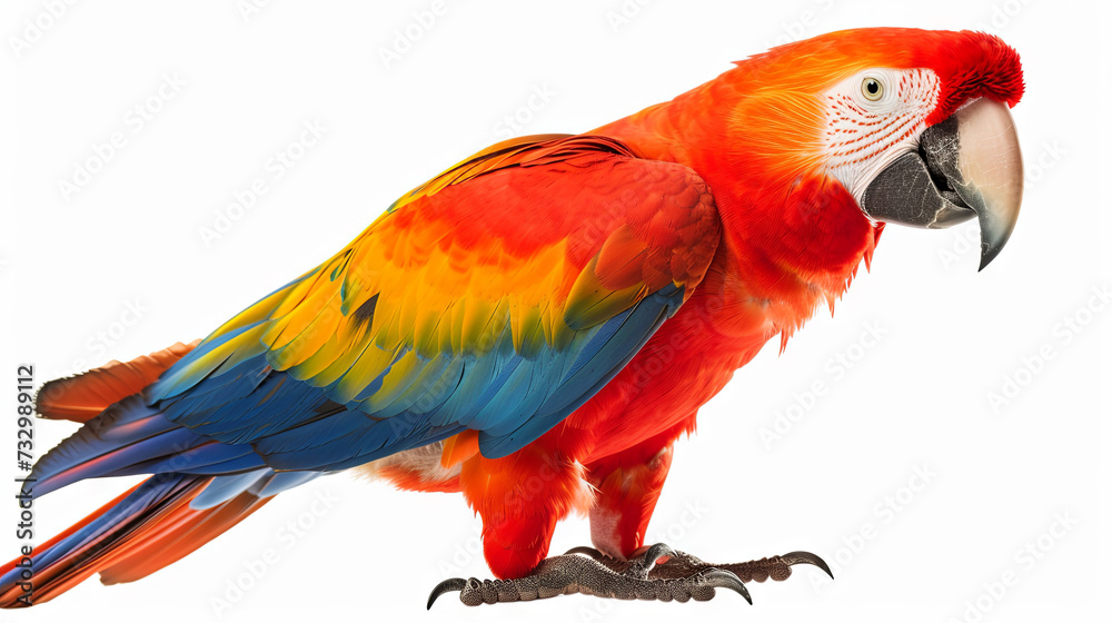 Bright colorful macaw parrot on isolated background
