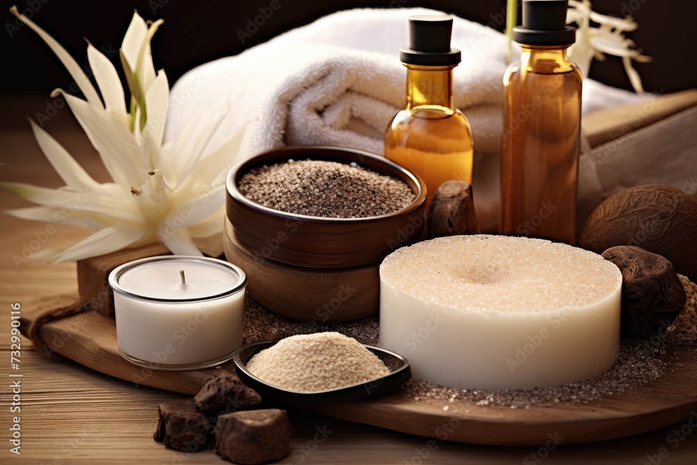 Spa Products: Close-ups of skincare and spa products. Spa Products: Close-ups of skincare and spa products.