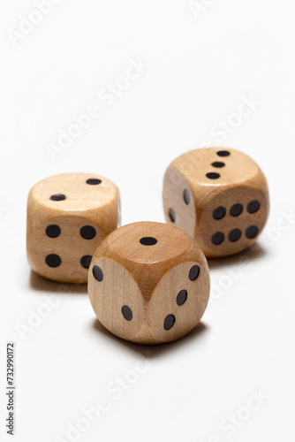 Three wooden dice