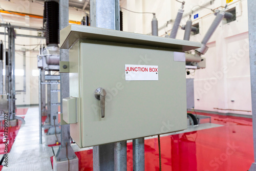 Electric control box or junction box of factory background.