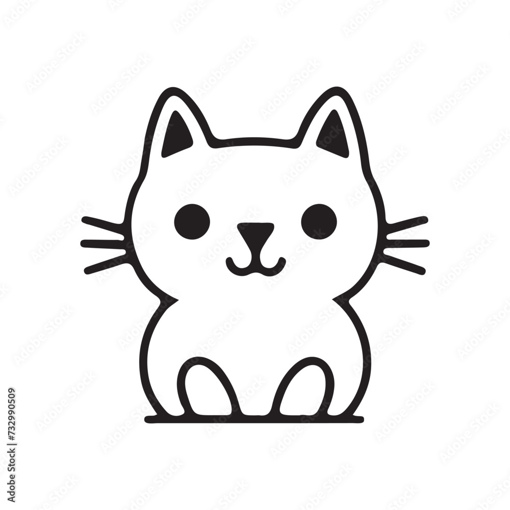 Cat icon, isolated on white background. Pet shop logo. Cat lovers club logo