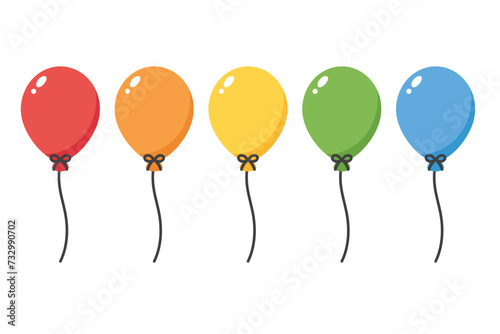 Set of colorful balloons illustration. Baby and kids party decoration.	