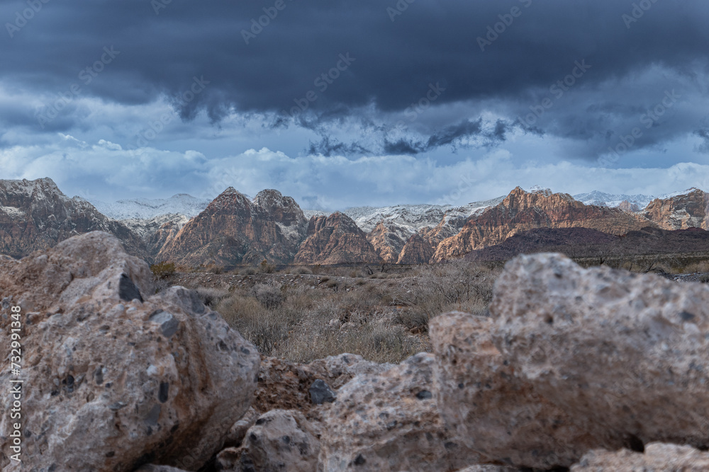mountains with dark clouds