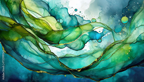 水の中をイメージした抽象的なアート,アスペクト比16:9