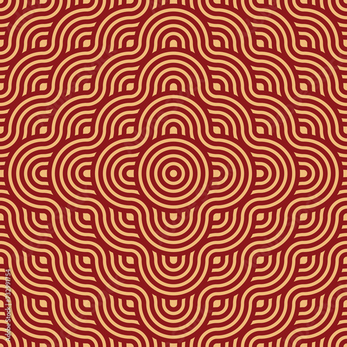 Vector seamless pattern circle ring oriental geometric style, ornament decoration traditional vintage.