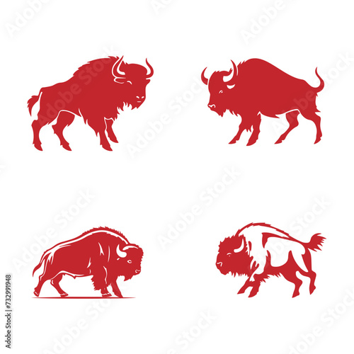 Aggressive Bull Icon Set. Premium Vector Design Illustration. Red Bull logo set on white background