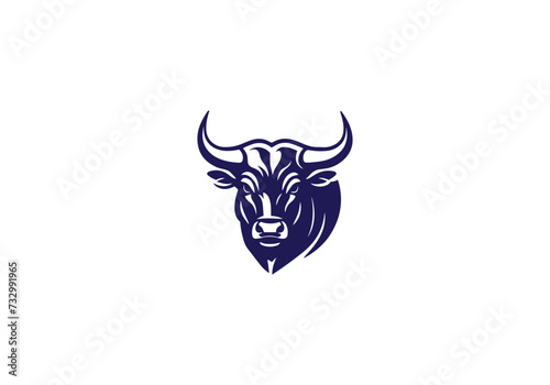 Aggressive Bull Logo Icon. Premium Vector Design Illustration. blue Bull head logo on background