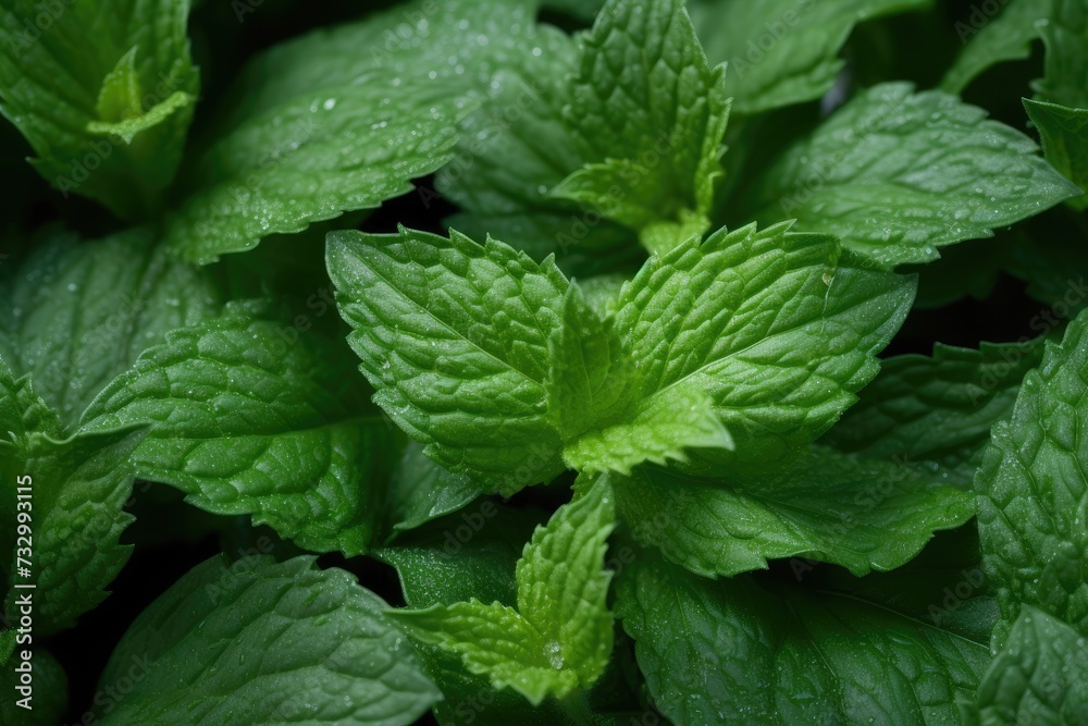Mint Leaves: Close-ups of fresh mint leaves. Mint Leaves: Close-ups of fresh mint leaves.