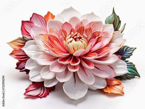 Una flor sorprendentemente hermosa, sus colores vibrantes y su intrincado diseño capturados con un detalle asombroso sobre un fondo blanco