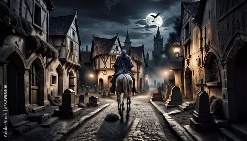 medieval town at night