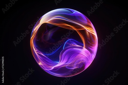 Liquid-electricity power inside of sphere, visual voice assistant design, 3D rendering