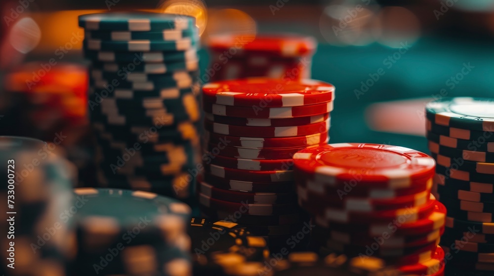 Close-Up Stack of Casino Chips Close-Up Stack of Casino Chips