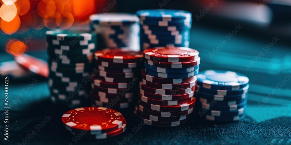 Close-Up Stack of Casino Chips