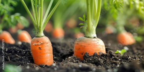 Close-Up of Carrots Growing in the Ground
