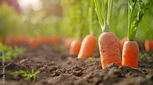 Close-Up of Carrots Growing in the Ground