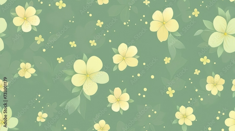 Simple Flower Pattern in Pastel Melon Green Simple Flower Pattern in Pastel Melon Green
