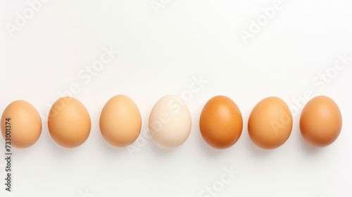 Chicken eggs on a white background. Healthy eating. A place for the text.