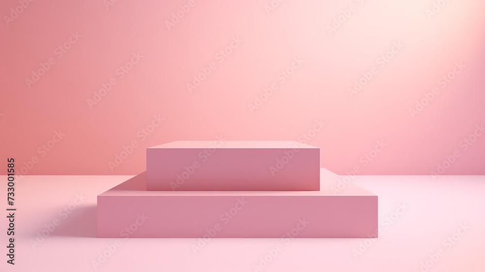 Pink and white podium with pink background and Easter eggs. 3d render illustration, generative ai, Pink and white podium with pink background and Easter eggs. 3d render illustration, generative ai,