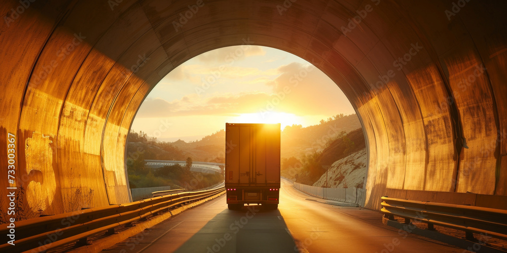 A semi truck delivers cargo