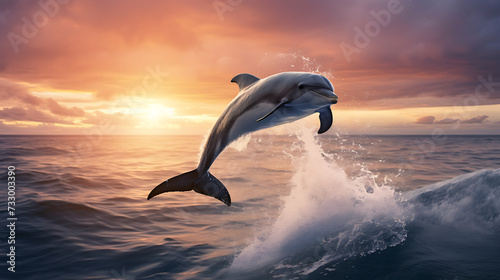 Dolphins leaping out of the ocean. © Muhammad