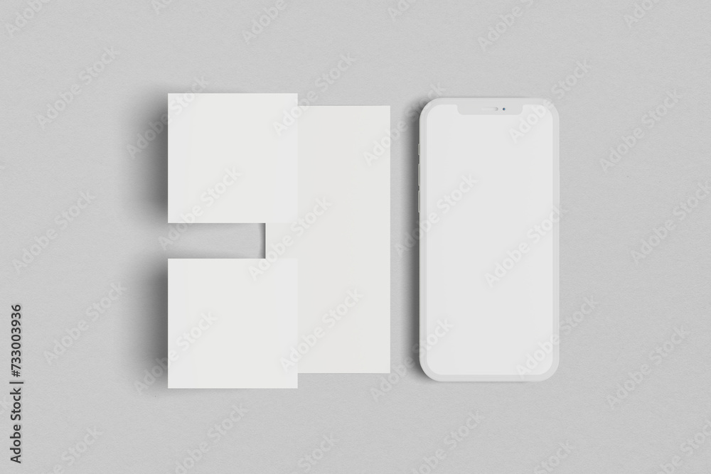 Clay Smartphone screen with Blank Social Media Post 3d rendering for presentation your design Clay Smartphone screen with Blank Social Media Post 3d rendering for presentation your design