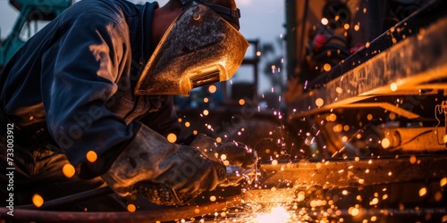 Close-up on a welder repairing a cracke