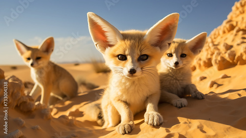 Fennec foxes in the Sahara.