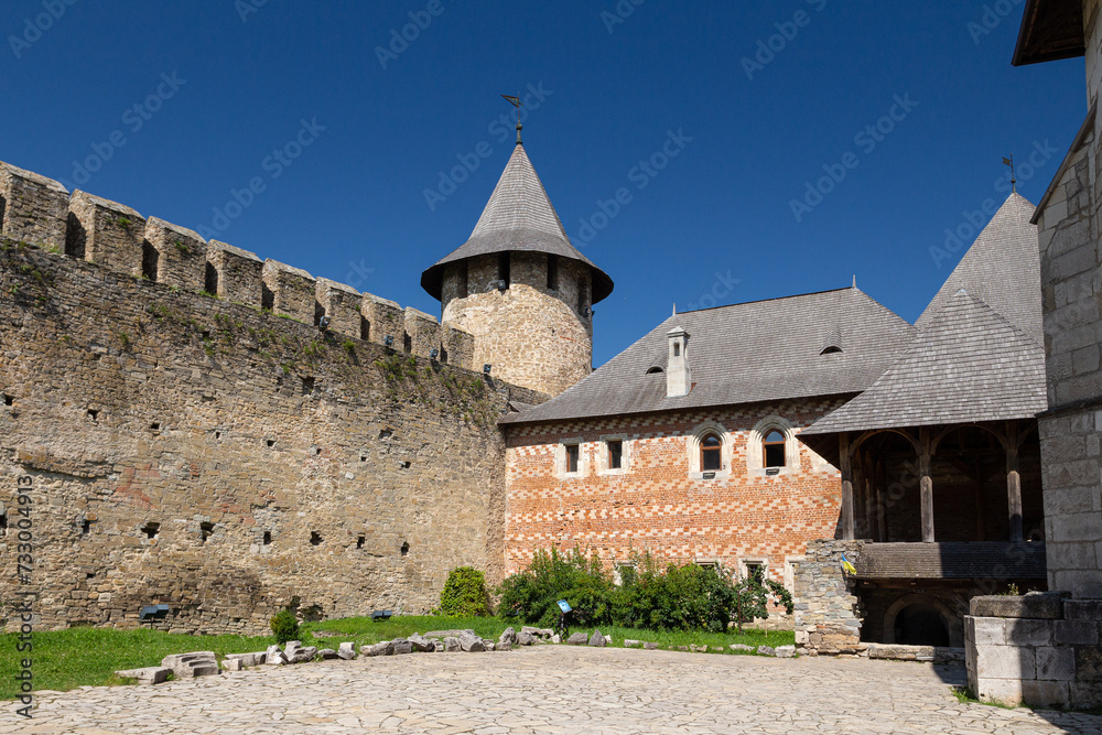 The courtyard of the historical Khotyn Fortress. Ukraine
