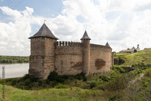 View of the historic Khotyn fortress on a sunny day. Ukraine