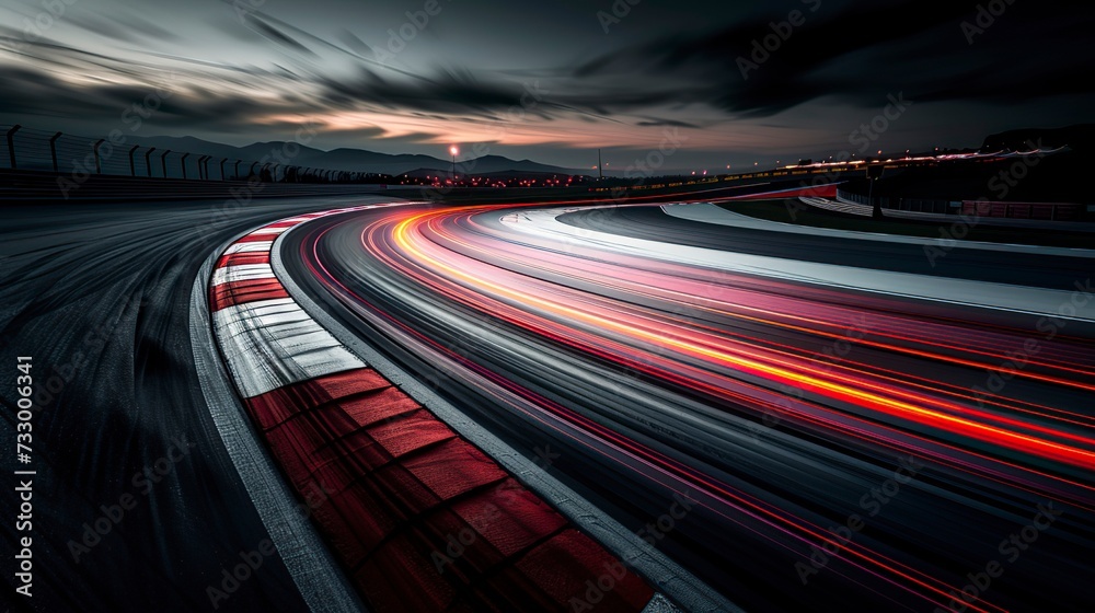 Naklejka premium Empty Race Track Long Exposure