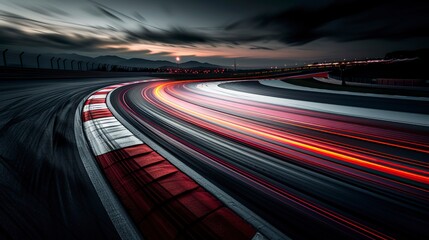 Ingelijste posters Formule 1 Empty Race Track Long Exposure  © emir