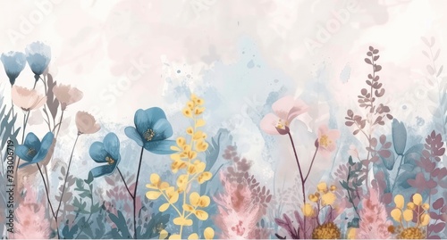 Boho Wildflowers, Light Tones of Pink, Gold, and Blue