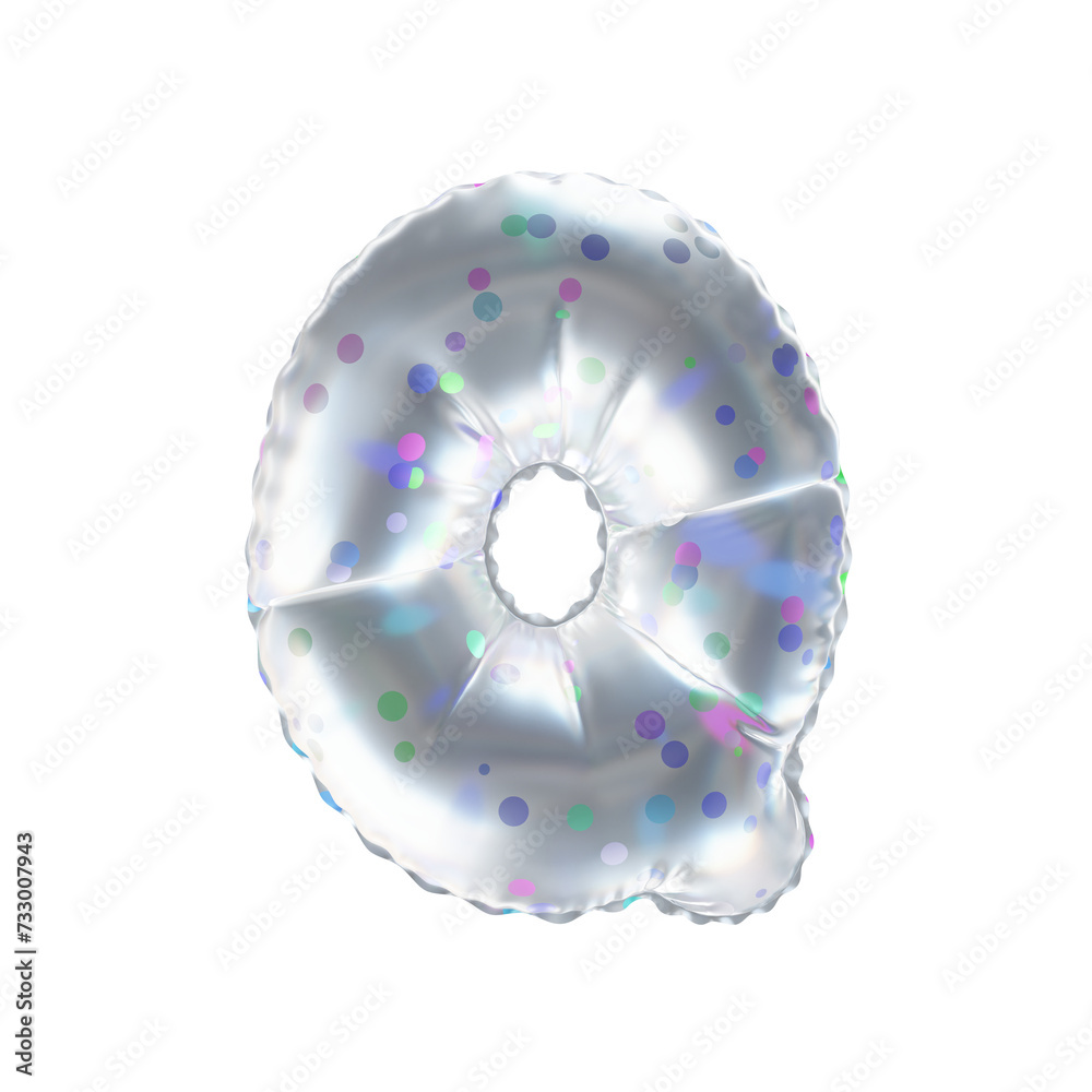 3D polka dot pattern transparent helium balloon letter Q 3D polka dot pattern transparent helium balloon letter Q