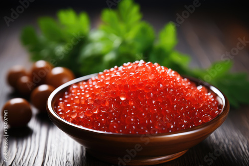 Red salmon caviar in a plate
