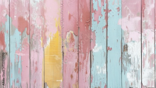 A Rough, Rustic Wood Texture Painted in Pastel Sorbet Spring Colors © Manyapha