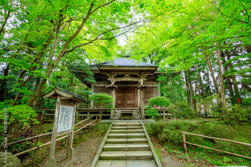 初秋の中尊寺 峯薬師堂 岩手県平泉町 Chusonji Temple in early autumn. Iwate Pref, Hiraizumi town. 初秋の中尊寺 峯薬師堂 岩手県平泉町 Chusonji Temple in early autumn. Iwate Pref, Hiraizumi town.