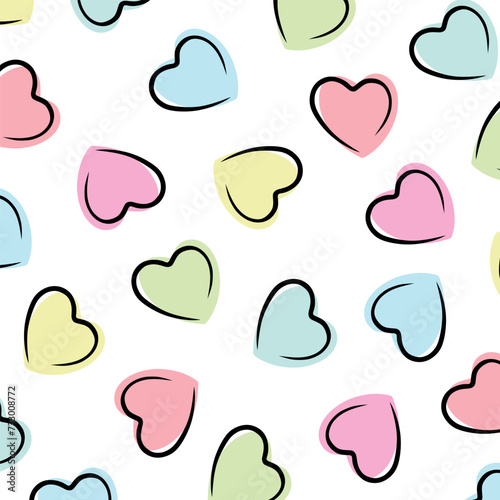 Wallpaper Mural Cute seamless pattern with colorful hearts for background Torontodigital.ca