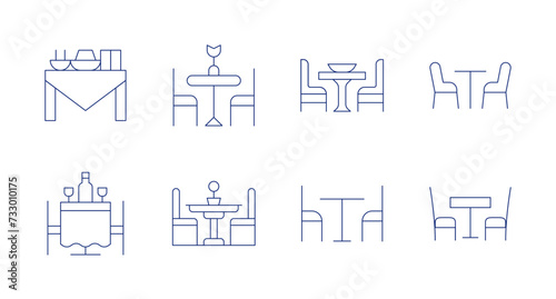 Dining room icons. Editable stroke. Containing diningtable, diningroom, dinner, dinnertable.