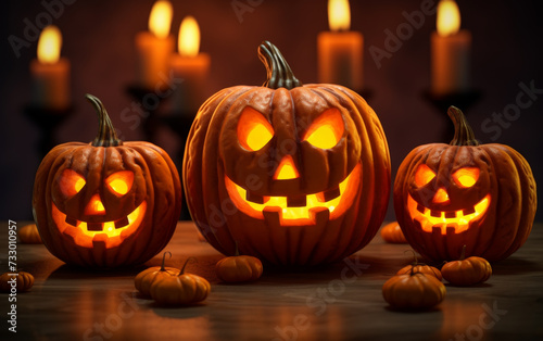 Candlelit Pumpkins: A Trio of Terror - Halloween Jack-o'-Lantern