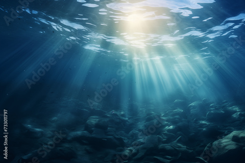 Underwater view of sunrays