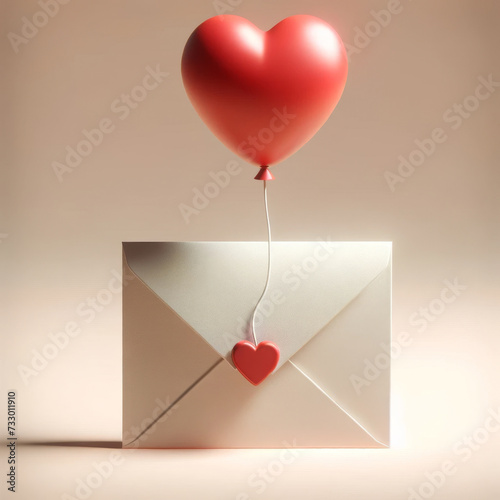 Heart Balloon Sealed Love Envelope Concept