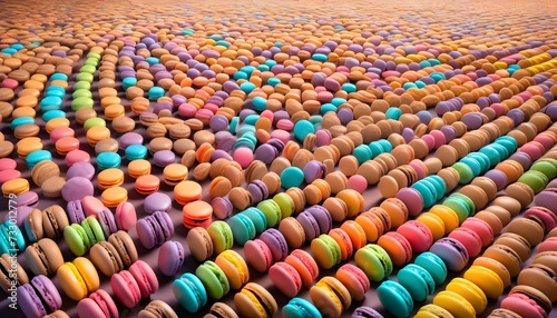 huge mass till horizon of colorful macaroons background photo
