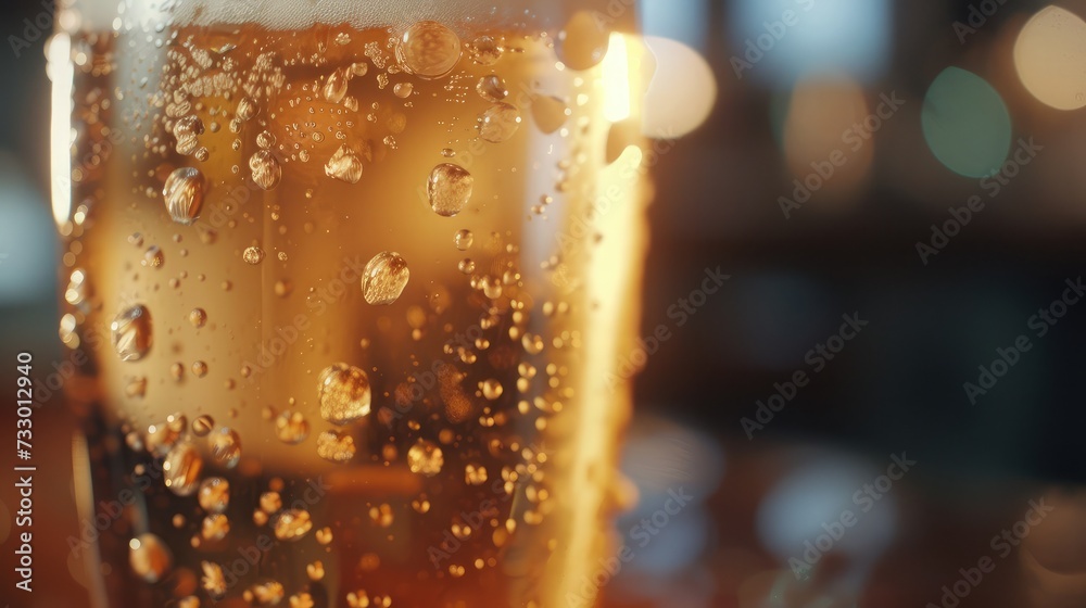 Droplets on freshly poured beer