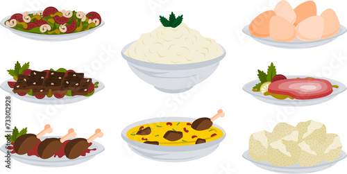 PNG icon of meals of different cuisines. 