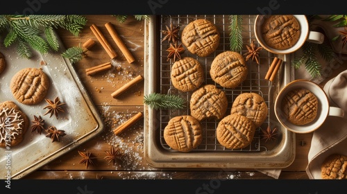 Homemade Brown Gingersnap Cookies for the Holidays photo