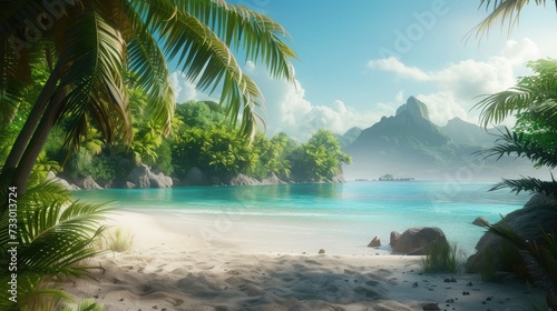 Palm and tropical beach © buraratn
