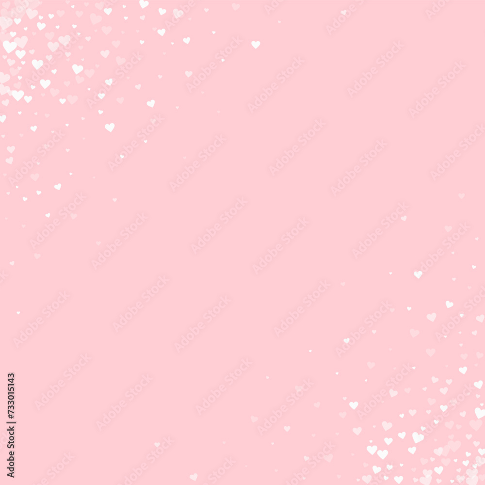 White hearts scattered on pink background.