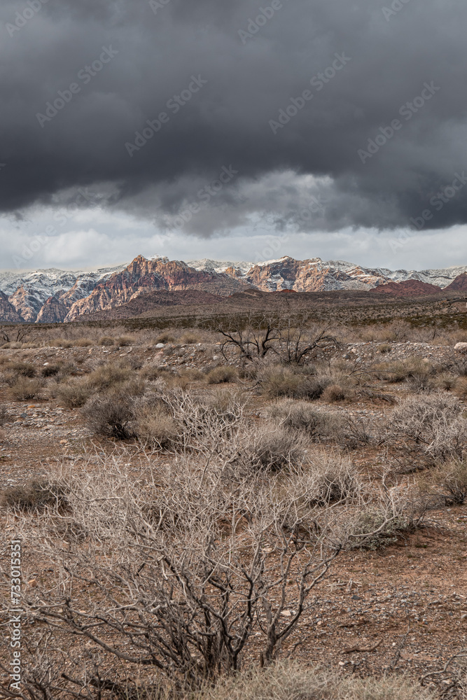 desert mountains with storm clouds