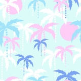 Palm trees digital paper, tropical seamless pattern with palms.