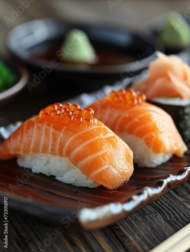 A delicious combination of unagi futomaki, unagi maki, California rolls, and 2 pieces of salmon nigiri.